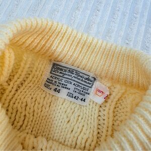 Vintage Sears Men's Cable Knit Cream Pull-over Crewneck Sweater | Size 44